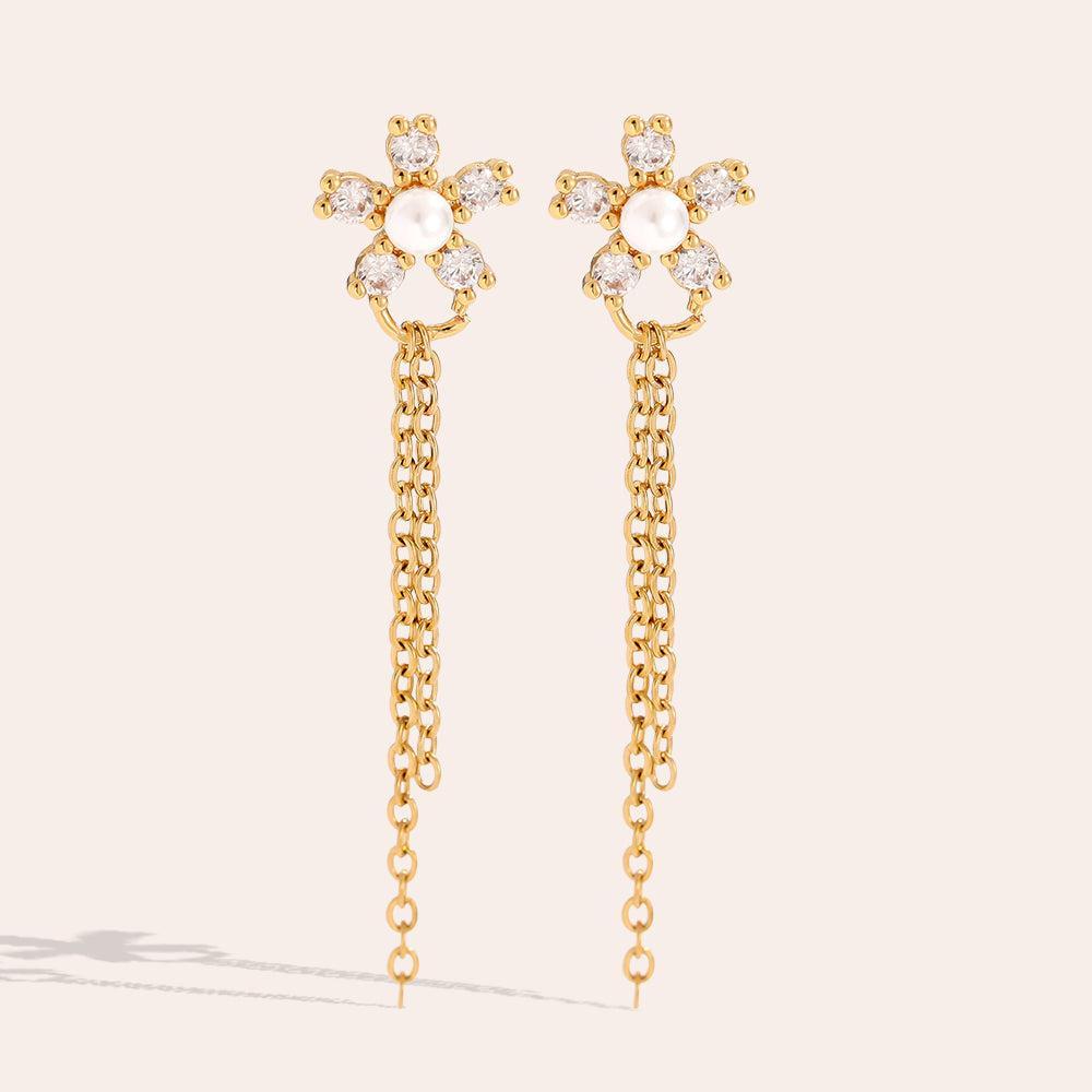 „Ariviva“ Cute Flower Diamond Vergoldete Ohrringe-Goldharmonie