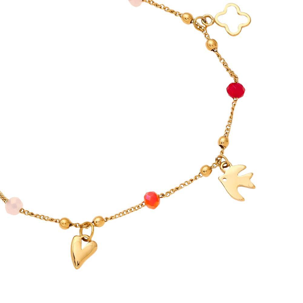 „Arlisse“ – Edelstahl-Arm­kette mit Mini-Kristall-Charms, 16,5 cm + 3 cm