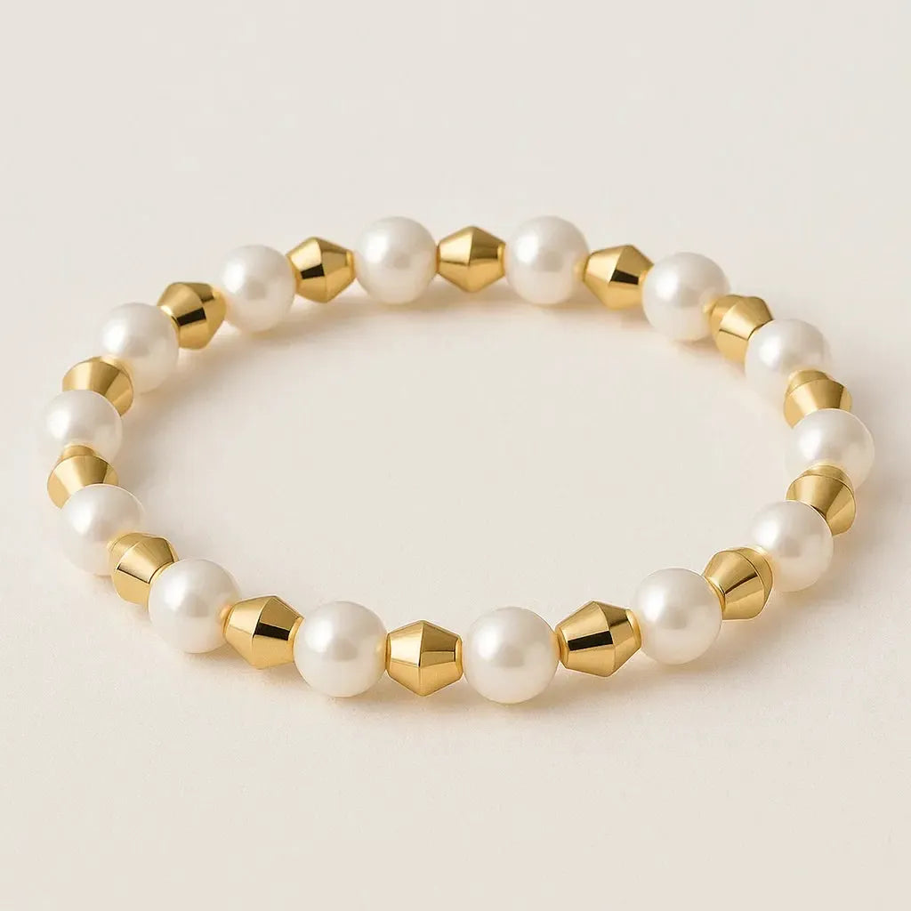 "Aurellia" – Elastisches Edelstahl-Kugelarmband mit Kunststoffelementen