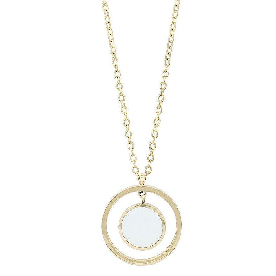 "Aurevia" – Goldfarbene Halskette mit Perlmutt-Anhänger im Mond-Design