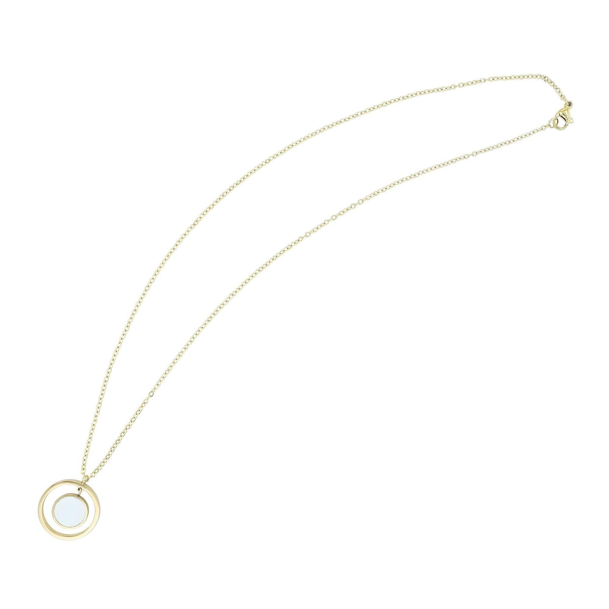 "Aurevia" – Goldfarbene Halskette mit Perlmutt-Anhänger im Mond-Design