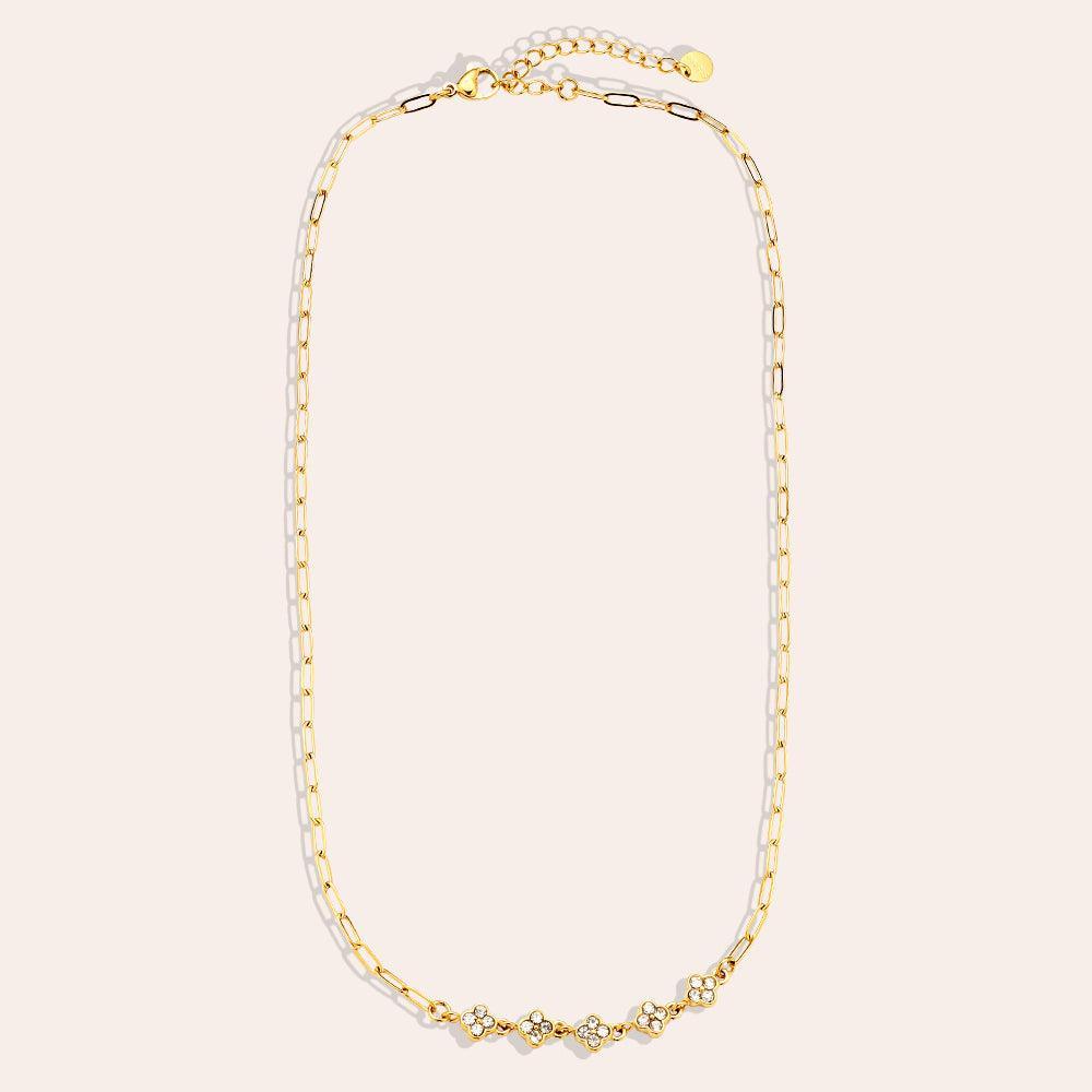 "Auriaionaya" Three Diamond Flowers Edelstahl Halskette-Goldharmonie
