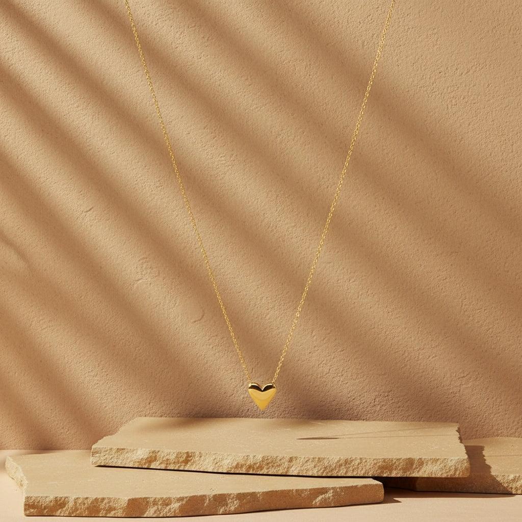 "Auriavelyne" Simple Heart In Thin Chain Edelstahl Halskette