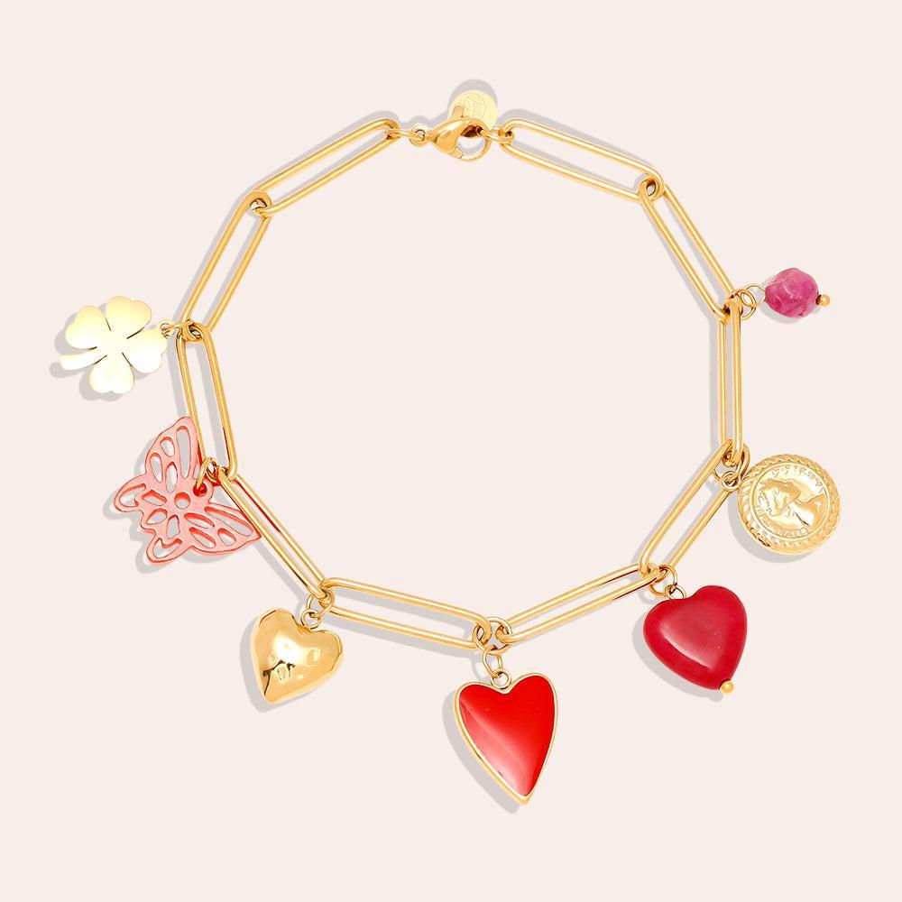 „Avavia“ Red Charms Armband-Goldharmonie