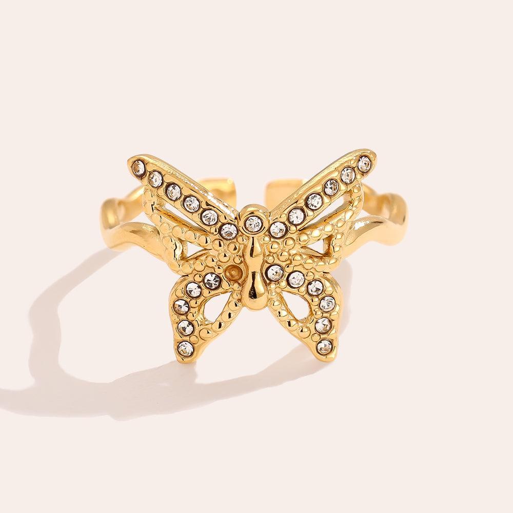 Avelviva - Diamond Butterfly Ring-Goldharmonie