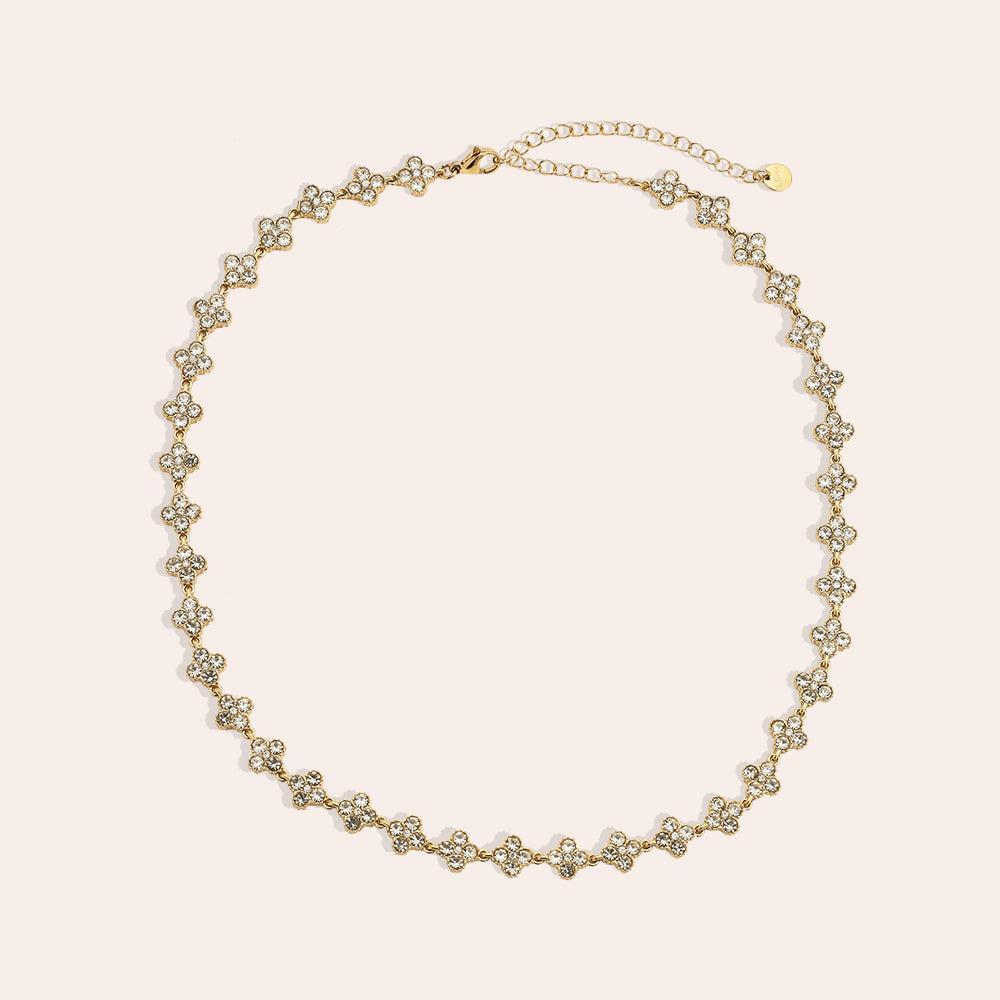 "Avielleine" Diamond Lucky Flowers Edelstahl Halskette-Goldharmonie