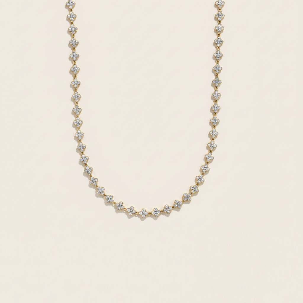 "Avielleine" Diamond Lucky Flowers Edelstahl Halskette
