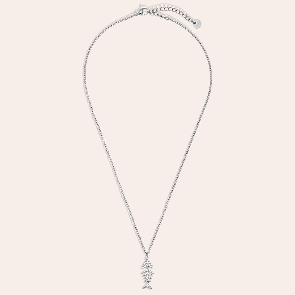 "Avivynina" Diamond Fishbone Edelstahl Halskette