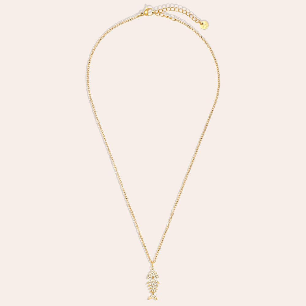 "Avivynina" Diamond Fishbone Edelstahl Halskette-Goldharmonie
