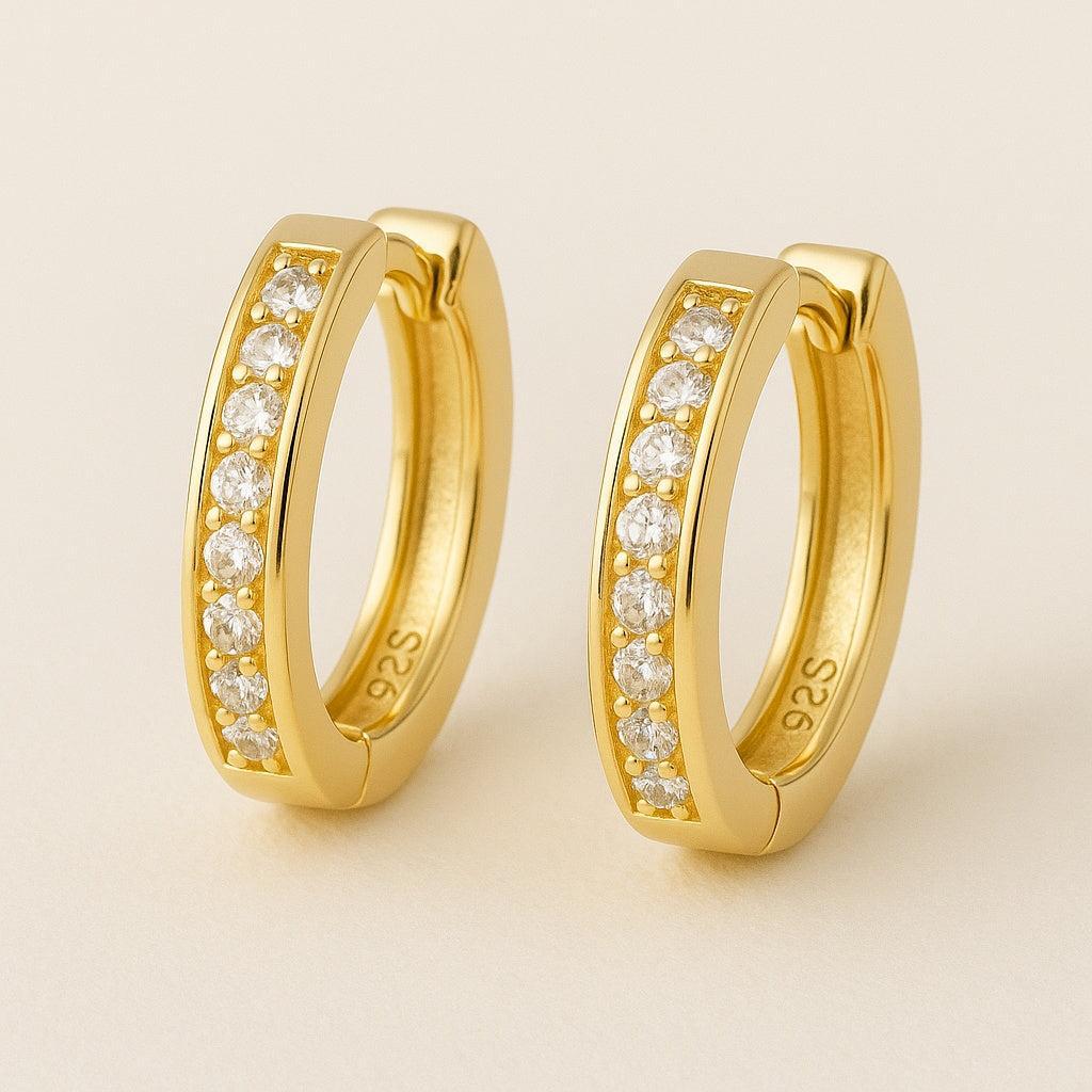 „Azaria“ – 925 Silber-Creolen mit zehn Zirkonia-Goldharmonie