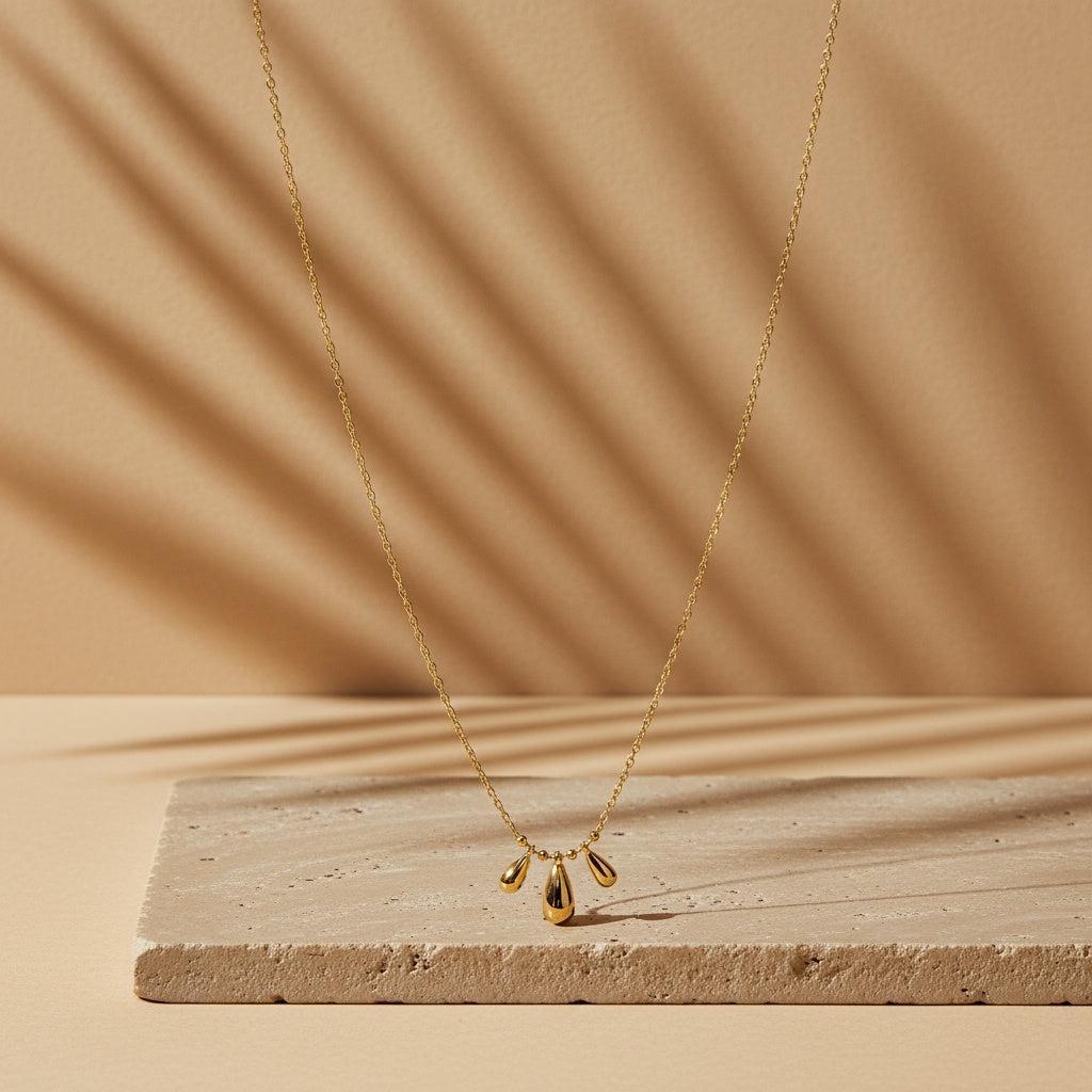 "Celianaraora" Three Drops In Thin Chain Edelstahl Halskette