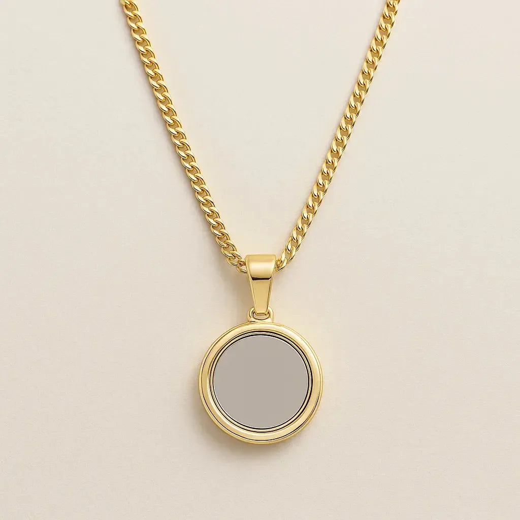 "Cenya" – Halskette mit rundem Anhänger in Bicolor-Goldharmonie