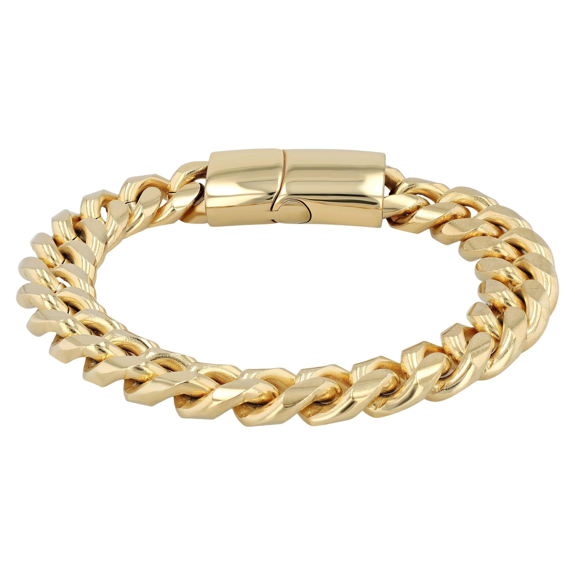 "Corvian" – Goldfarbenes Panzerarmband mit Magnetverschluss, 21,5 + 1 cm