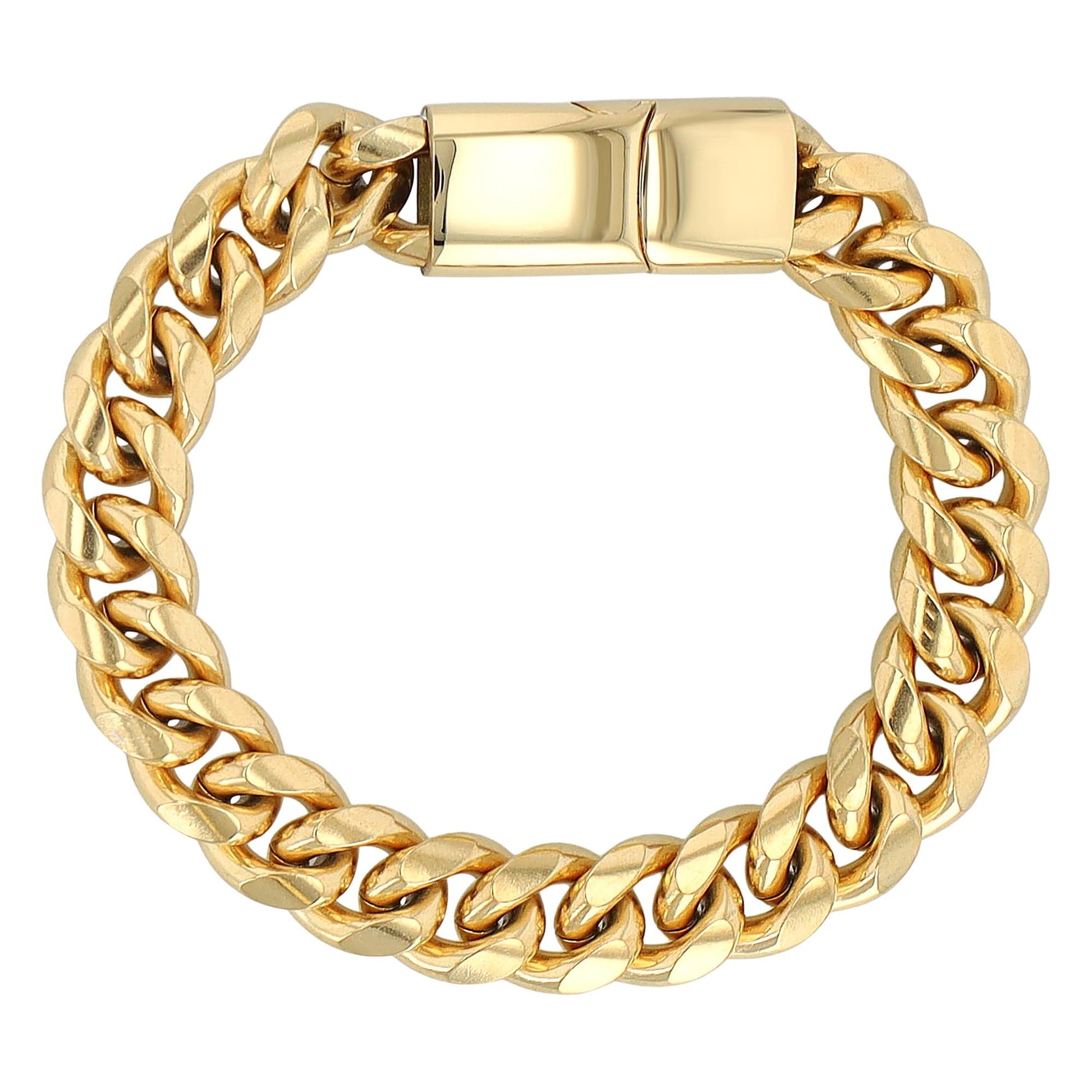 "Corvian" – Goldfarbenes Panzerarmband mit Magnetverschluss, 21,5 + 1 cm