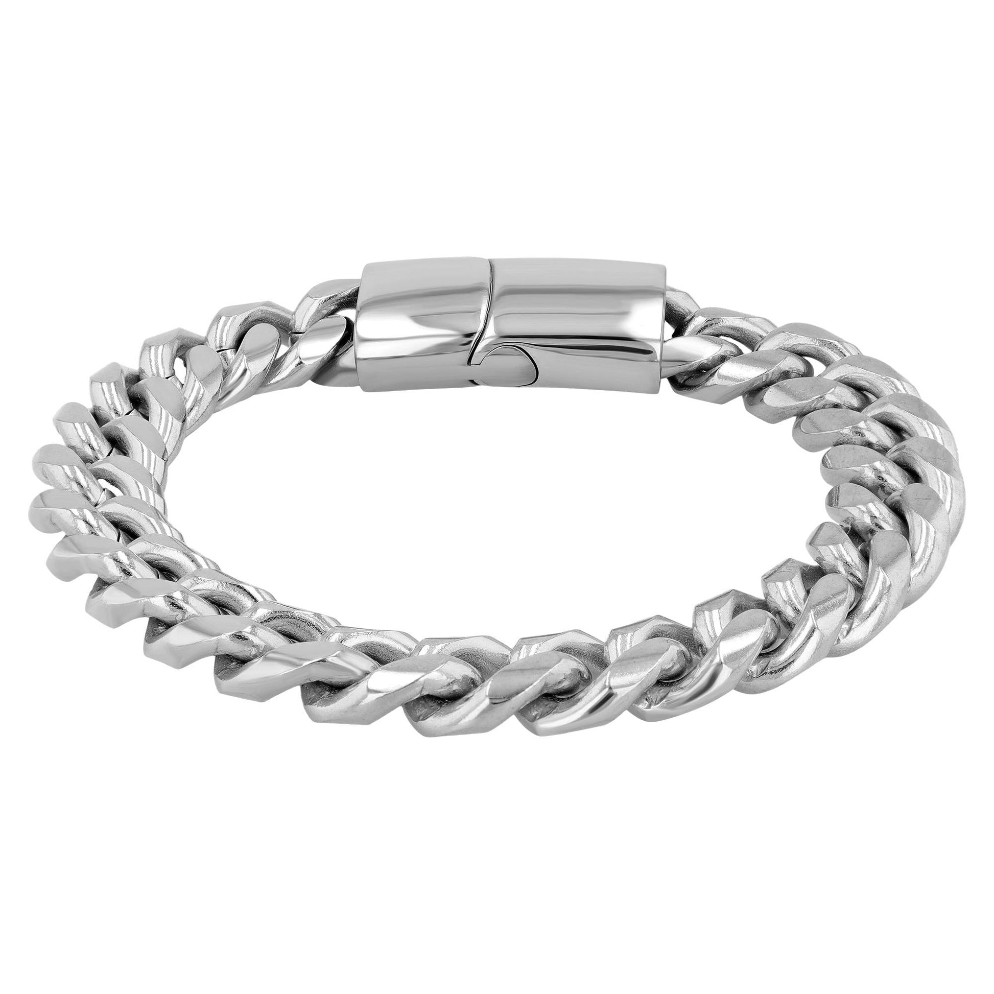 "Corvian" – Silberfarbenes Panzerarmband mit Magnetverschluss, 21,5 + 1 cm