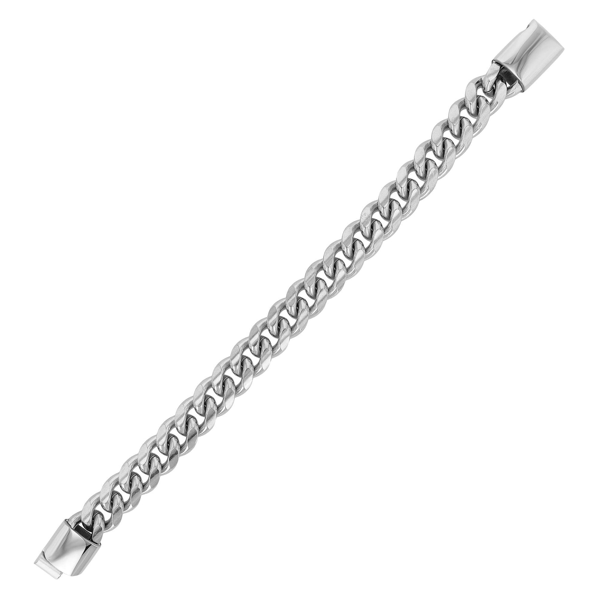"Corvian" – Silberfarbenes Panzerarmband mit Magnetverschluss, 21,5 + 1 cm