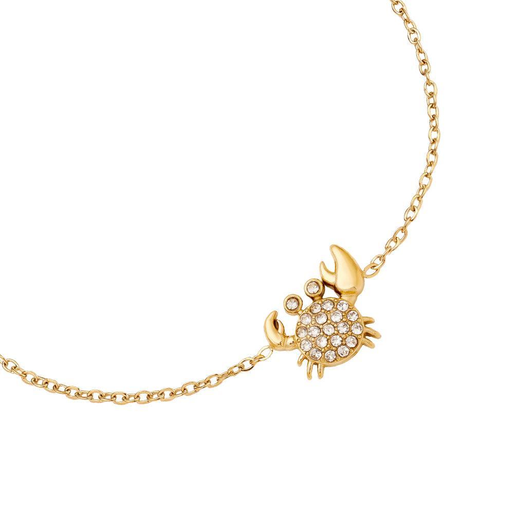 „Crilaya“ – Edelstahl-Arm­kette mit Zirkonia-Krabben-Charm, 17 cm + 3 cm