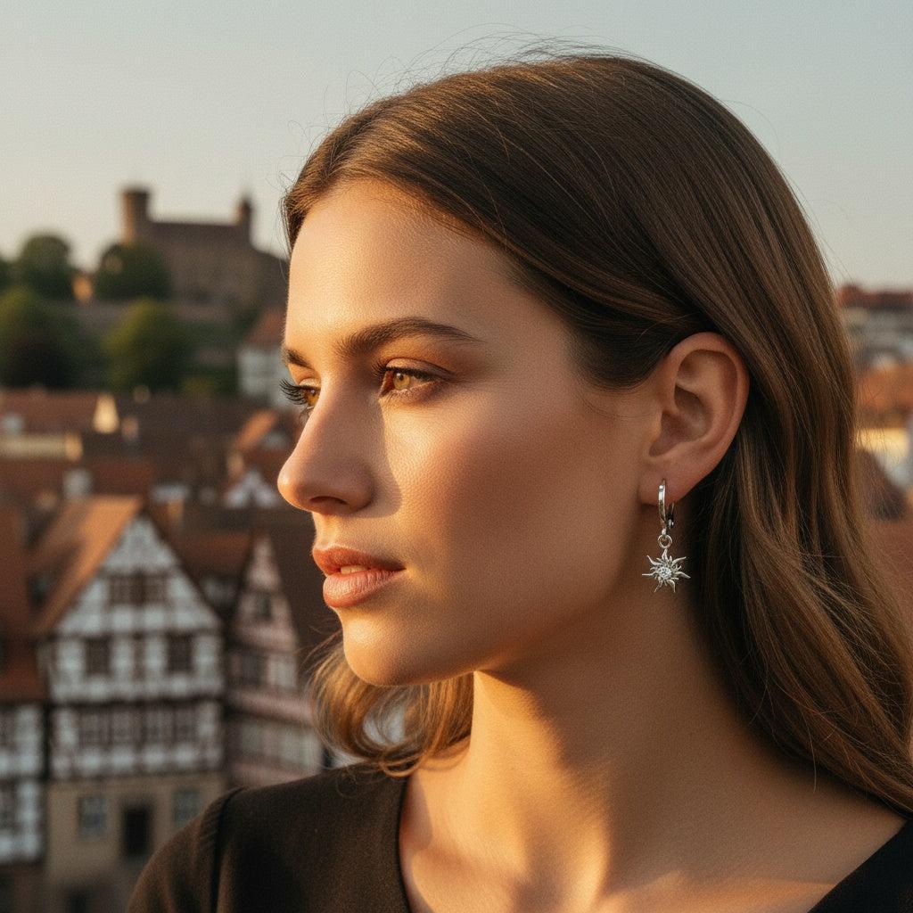 "Dorelia" Diamond Sun vergoldete Edelstahl Ohrringe