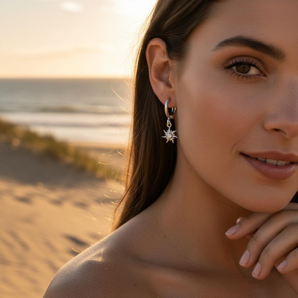"Dorelia" Diamond Sun vergoldete Edelstahl Ohrringe
