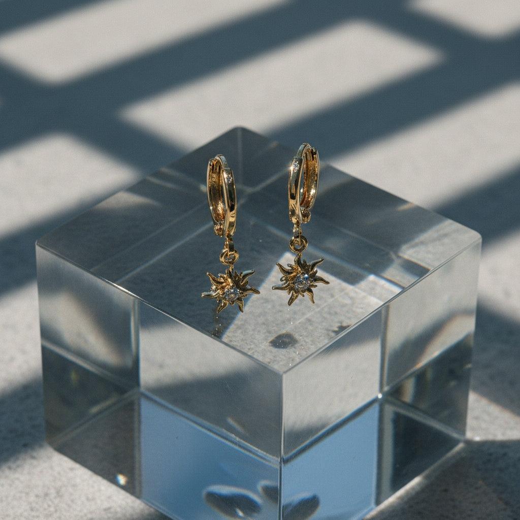 "Dorelia" Diamond Sun vergoldete Edelstahl Ohrringe