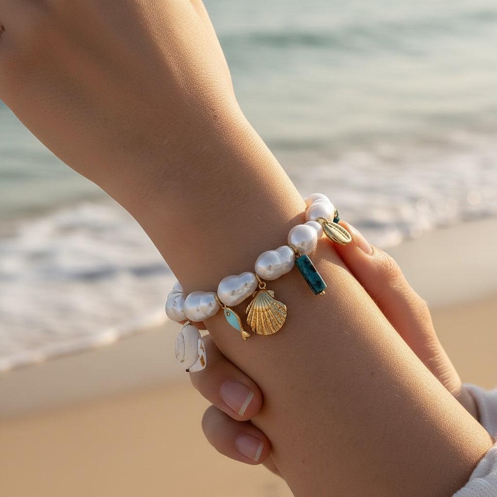 „Elanellaa“ Fish Agate Pearl Armband