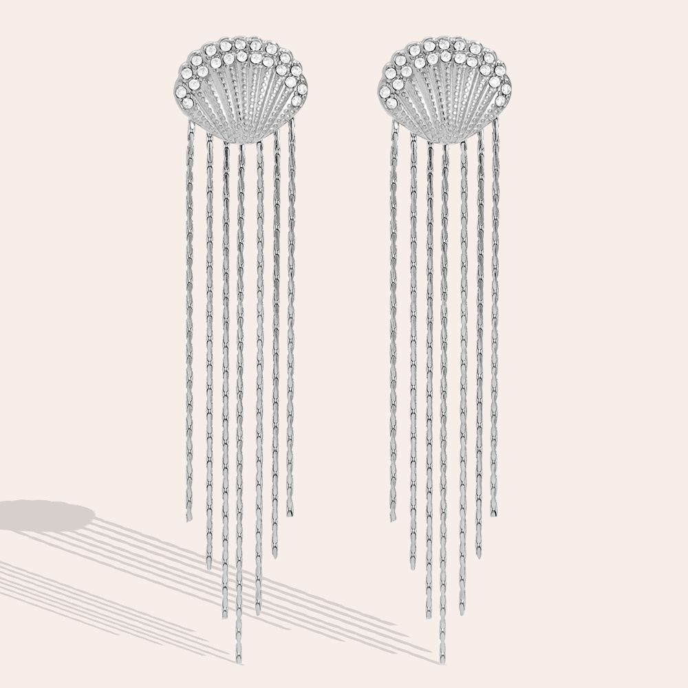 „Elaria“ Diamond Shell With Chain Ohrringe