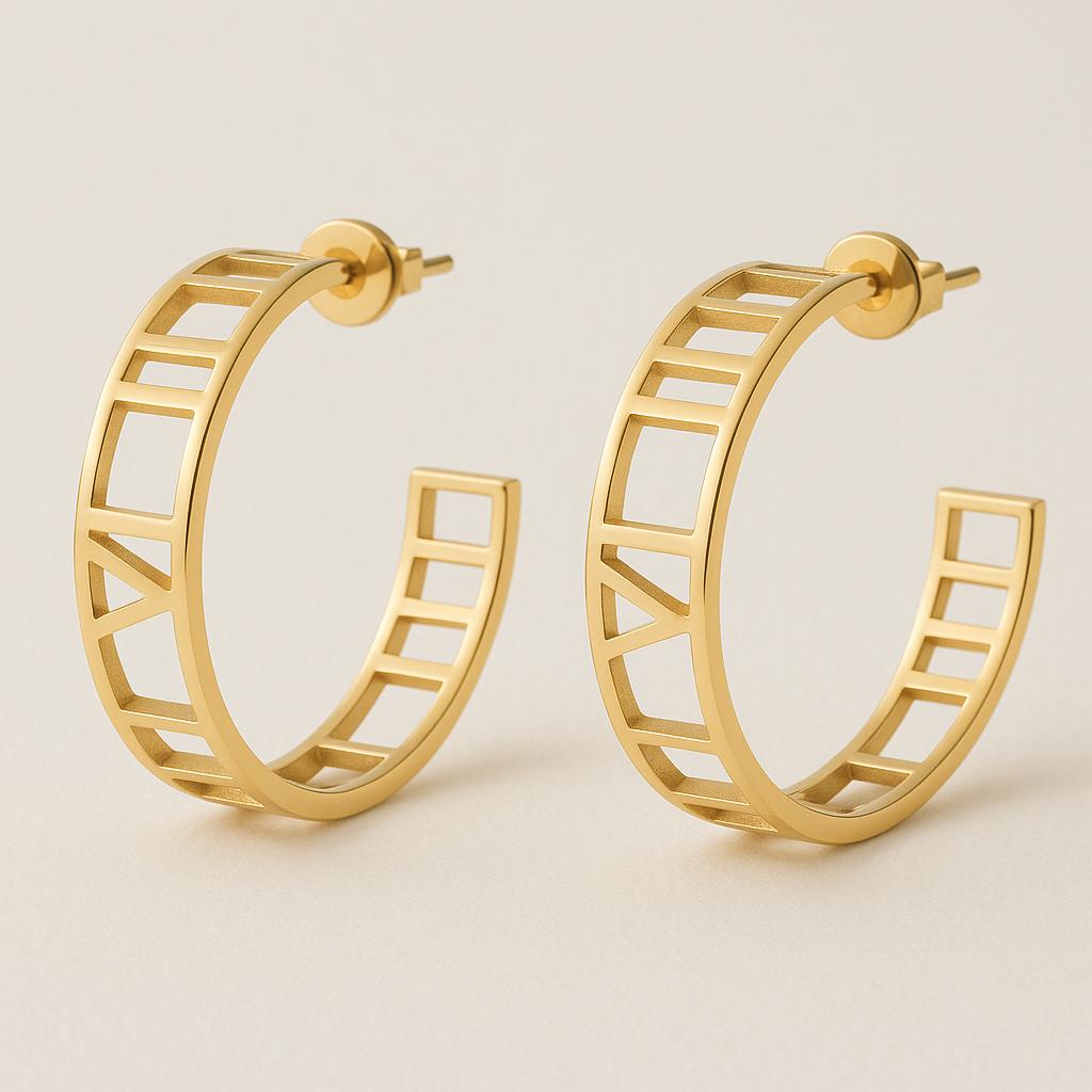 "Elaria" – Halb-Creolen mit Boho-Struktur-Goldharmonie