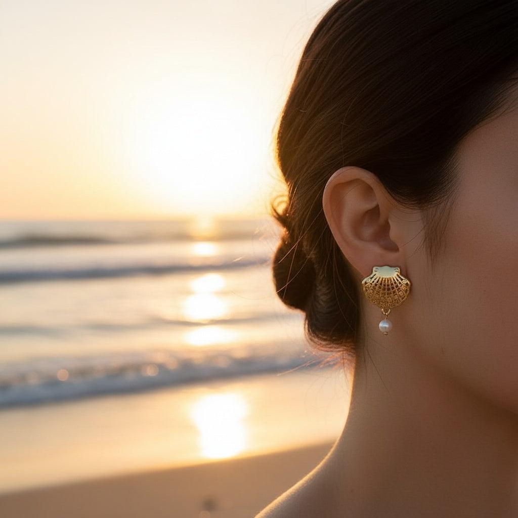 „Elariva“ Shell Star And Pearl Ohrringe