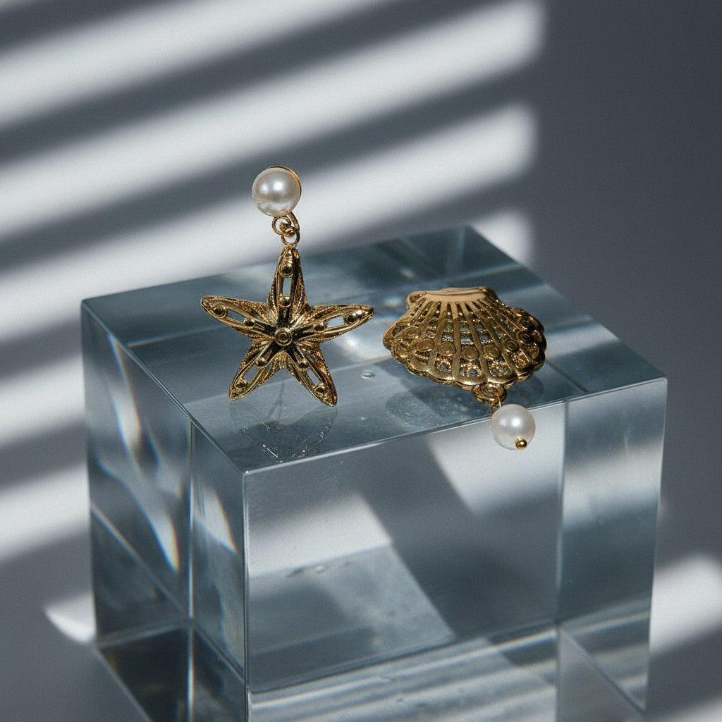 „Elariva“ Shell Star And Pearl Ohrringe