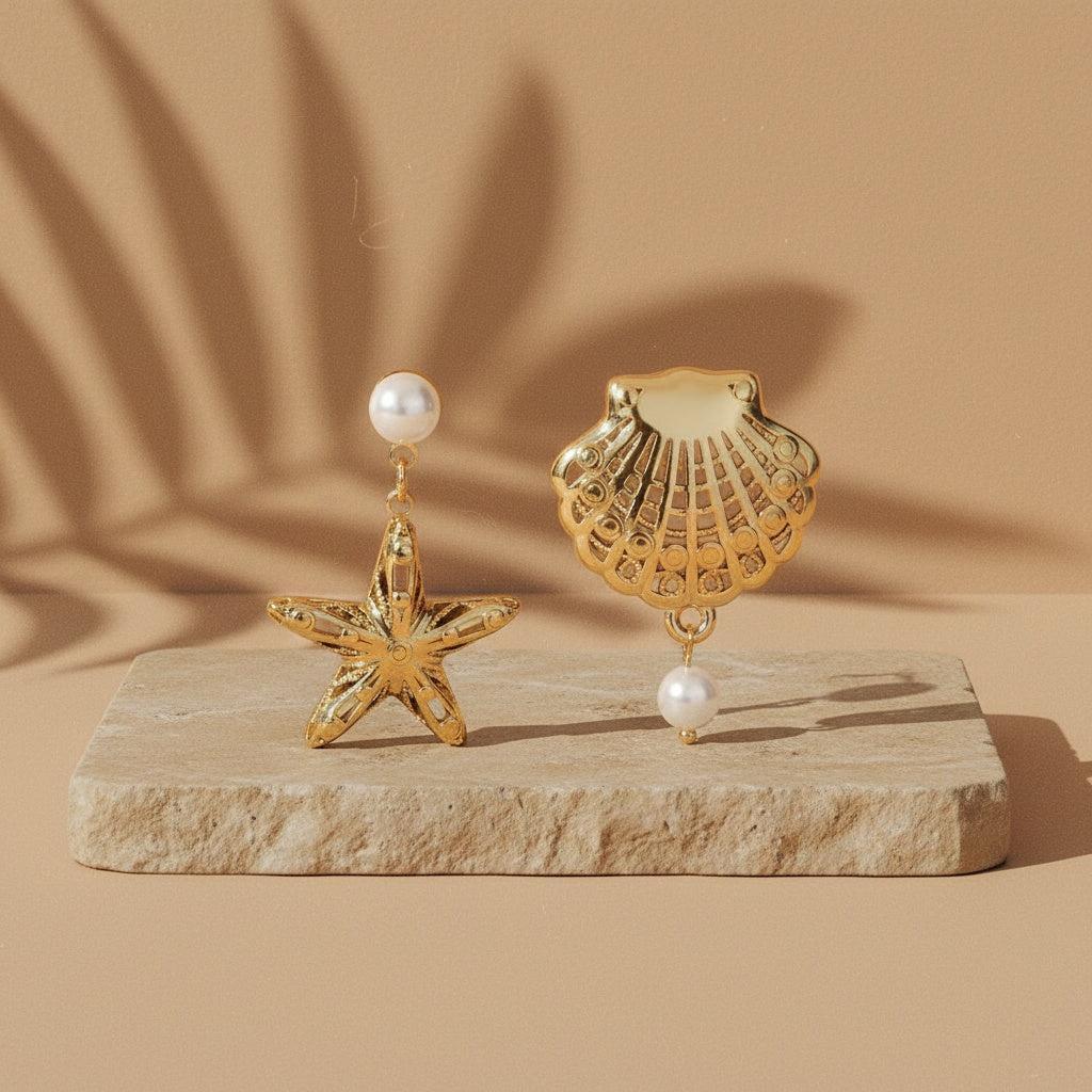 „Elariva“ Shell Star And Pearl Ohrringe