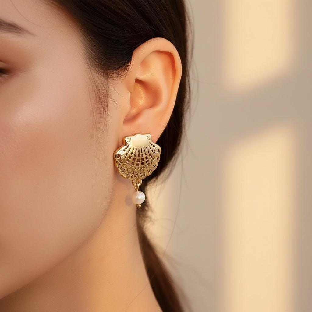 „Elariva“ Shell Star And Pearl Ohrringe