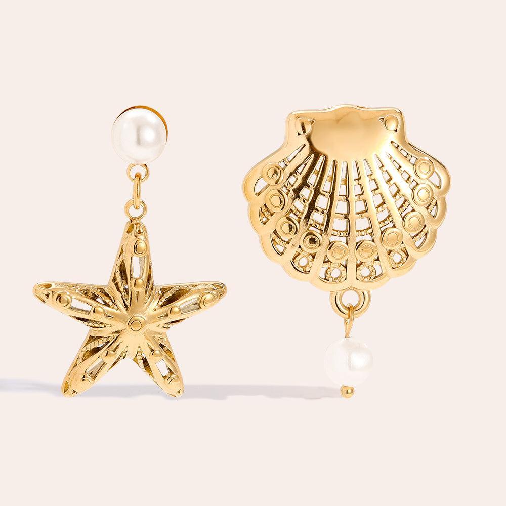 „Elariva“ Shell Star And Pearl Ohrringe-Goldharmonie