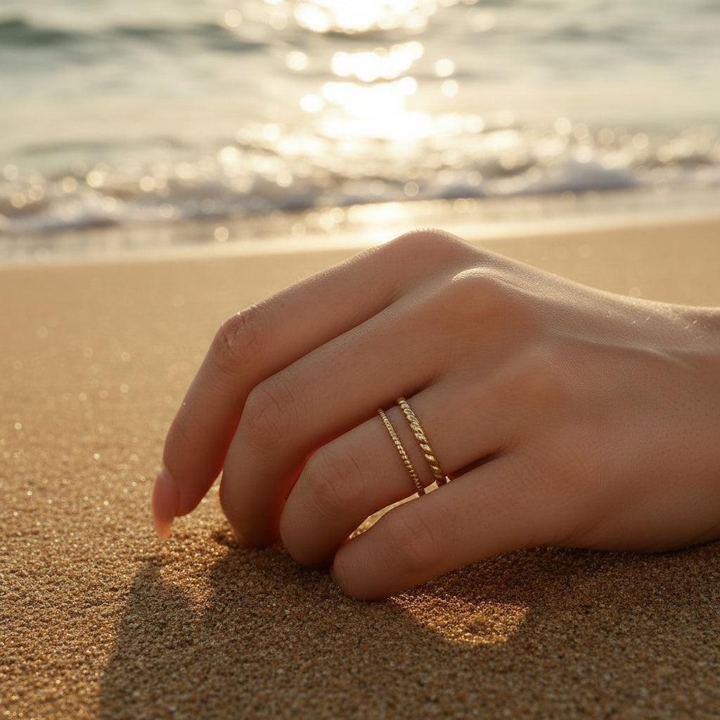 Elavella - Two Thin Layer Twisted Ring