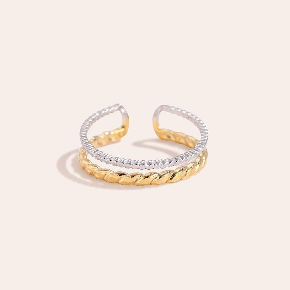 Elavella - Two Thin Layer Twisted Ring