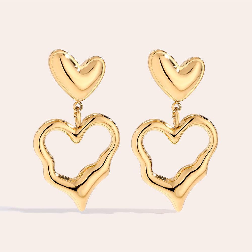 „Elonella“ Irregular Heart Ohrringe-Goldharmonie