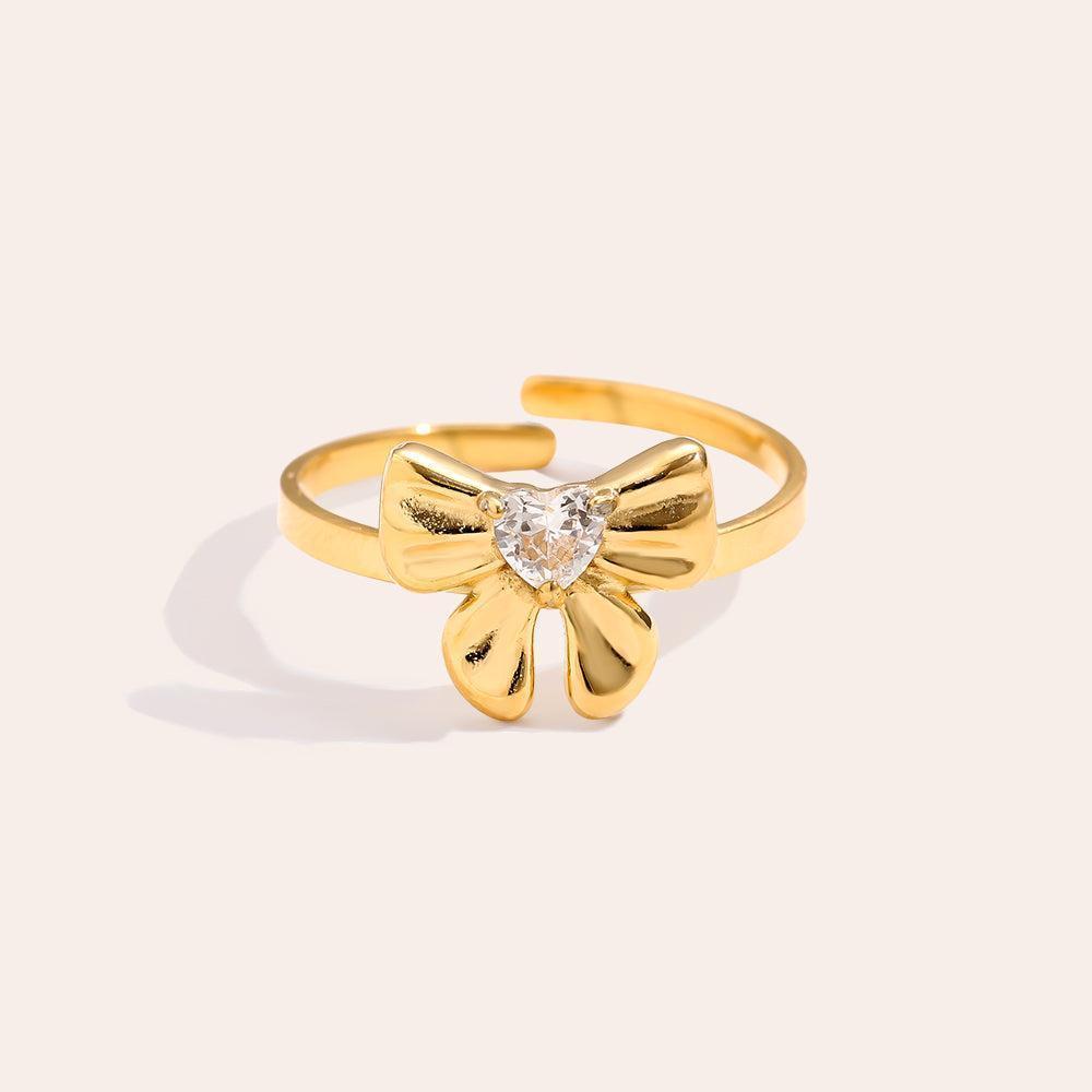Elonella - Sweet Bowtie With Diamond Ring-Goldharmonie