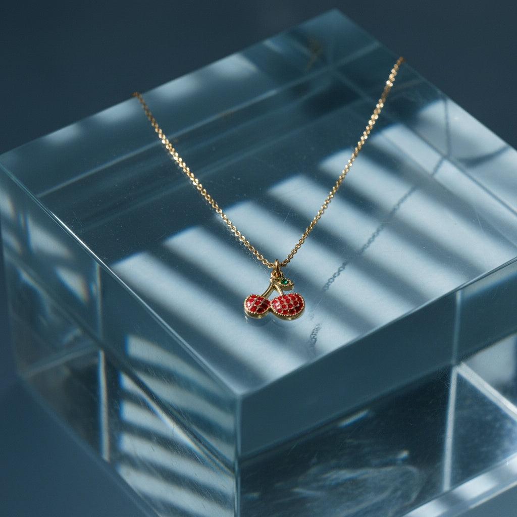 "Enaionaia" Diamond Cherry Edelstahl Halskette
