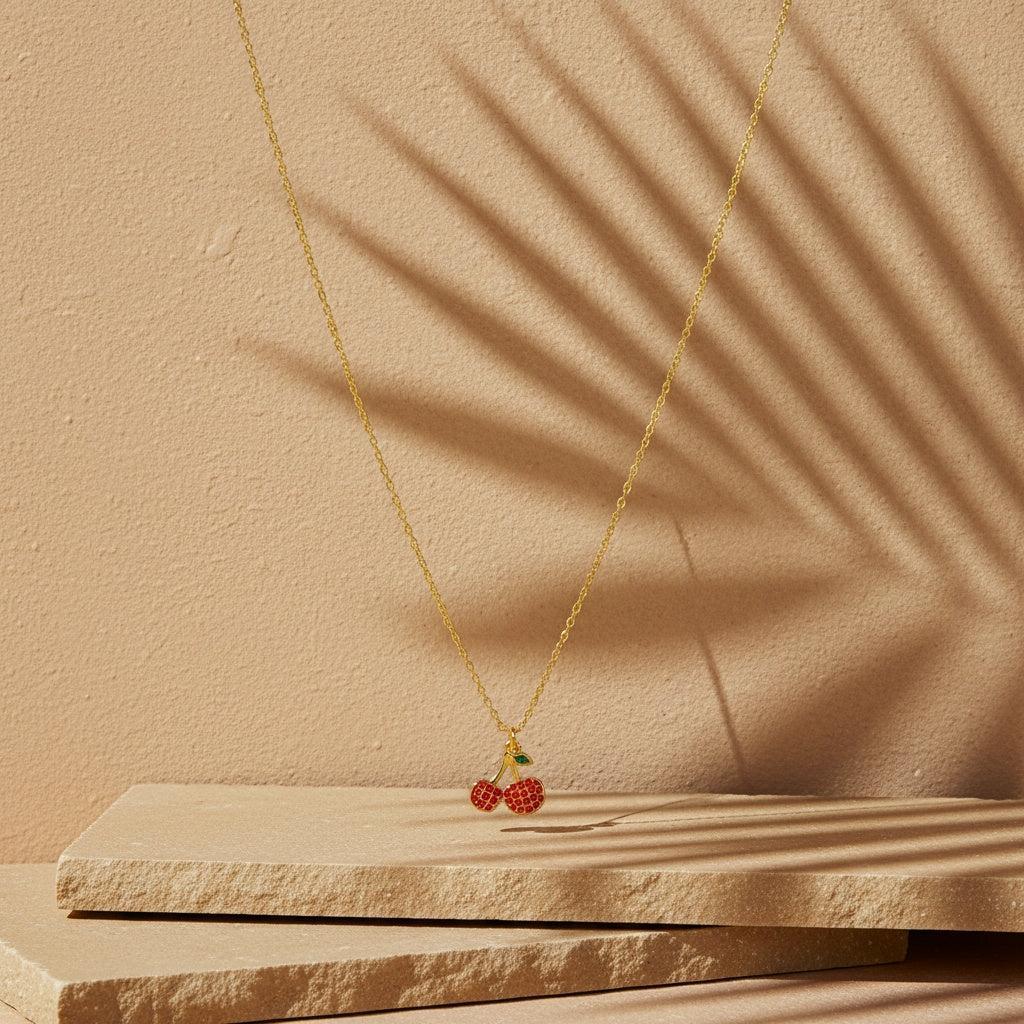"Enaionaia" Diamond Cherry Edelstahl Halskette