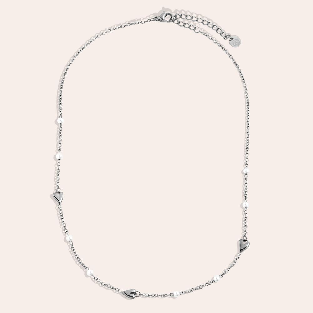 "Enayneya" Mini Heart And Pearl Edelstahl Halskette