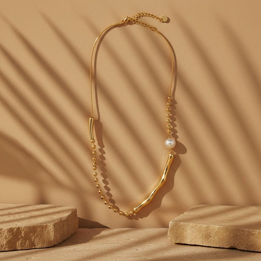 "Eylarara" Multi Chain With Pearl Edelstahl Halskette