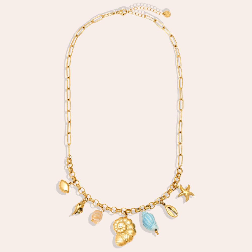"Ilaellelle" Blue Ocean Love Edelstahl Halskette-Goldharmonie