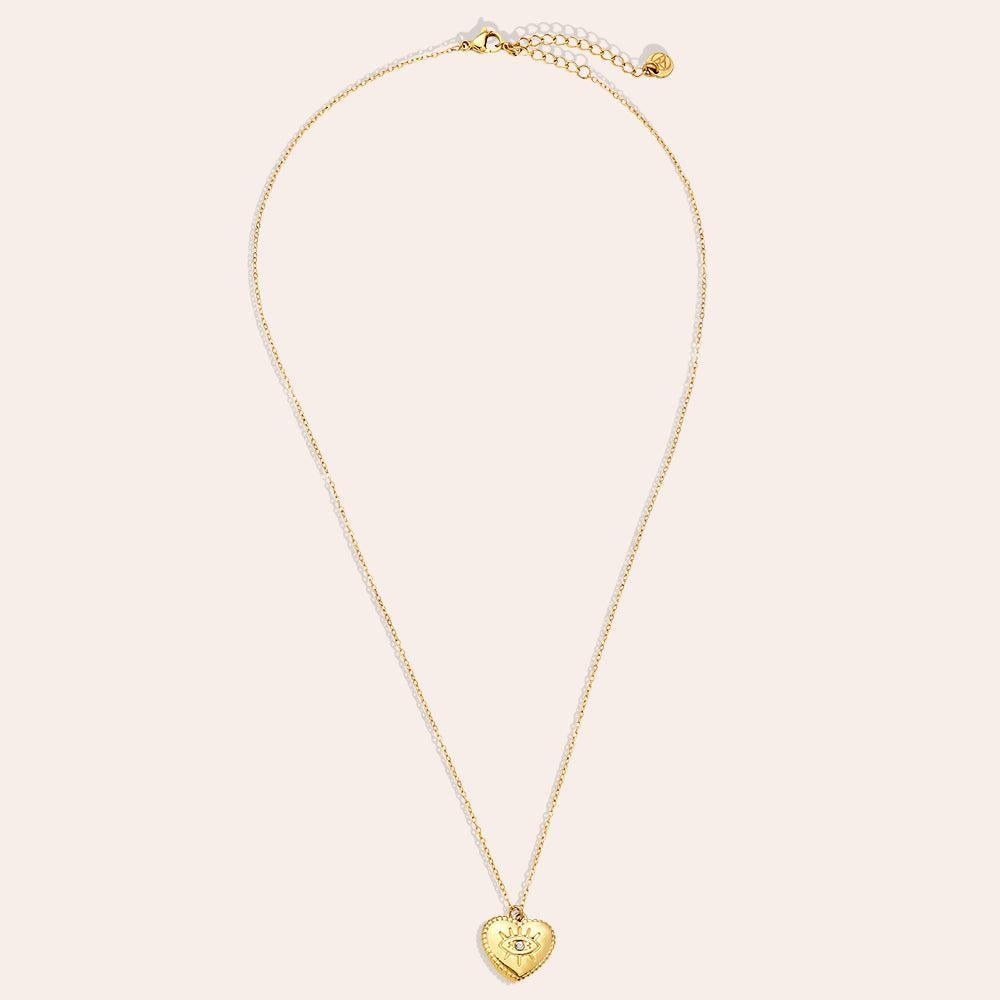 "Ilalenora" Eye Heart Diamond Edelstahl Halskette-Goldharmonie