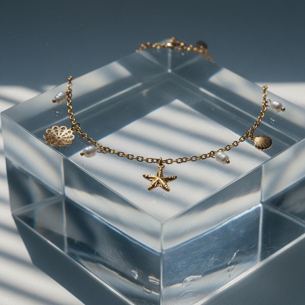 "Ilalunaina" Pretty Ocean And Pearl Edelstahl Halskette