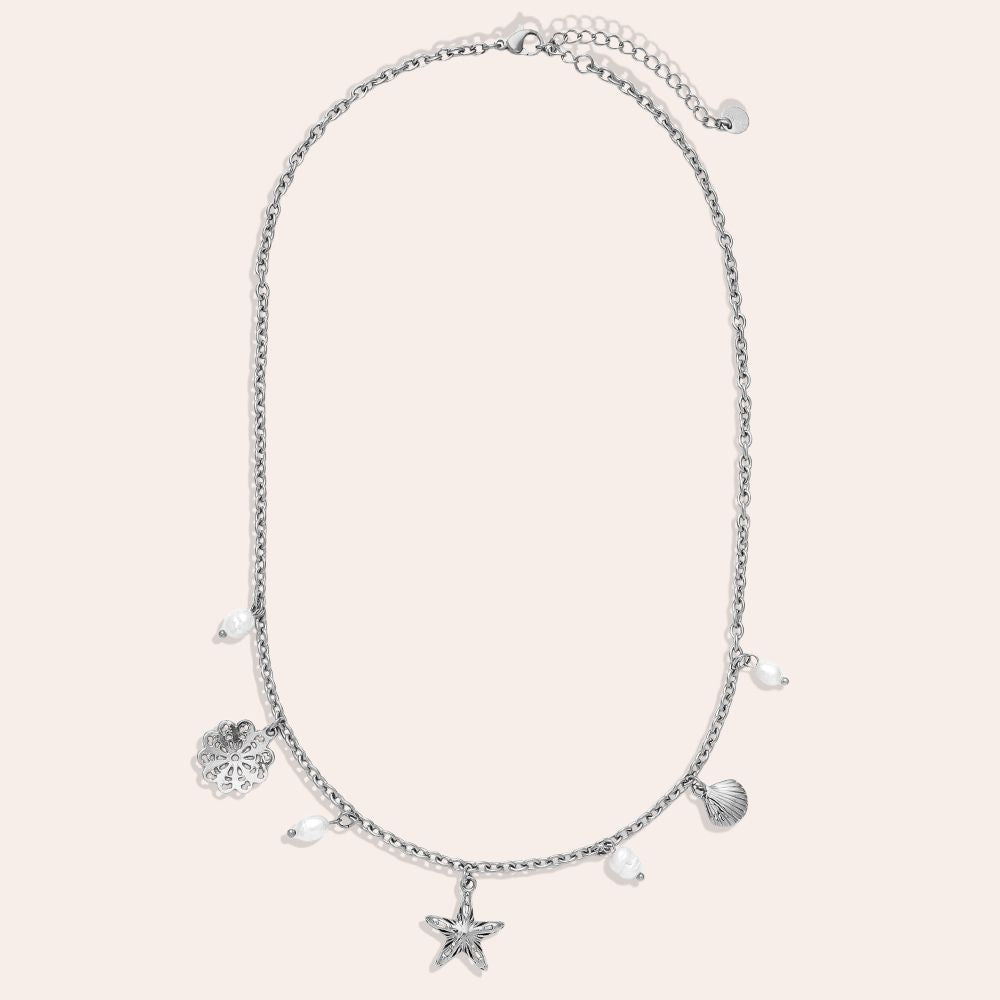 "Ilalunaina" Pretty Ocean And Pearl Edelstahl Halskette