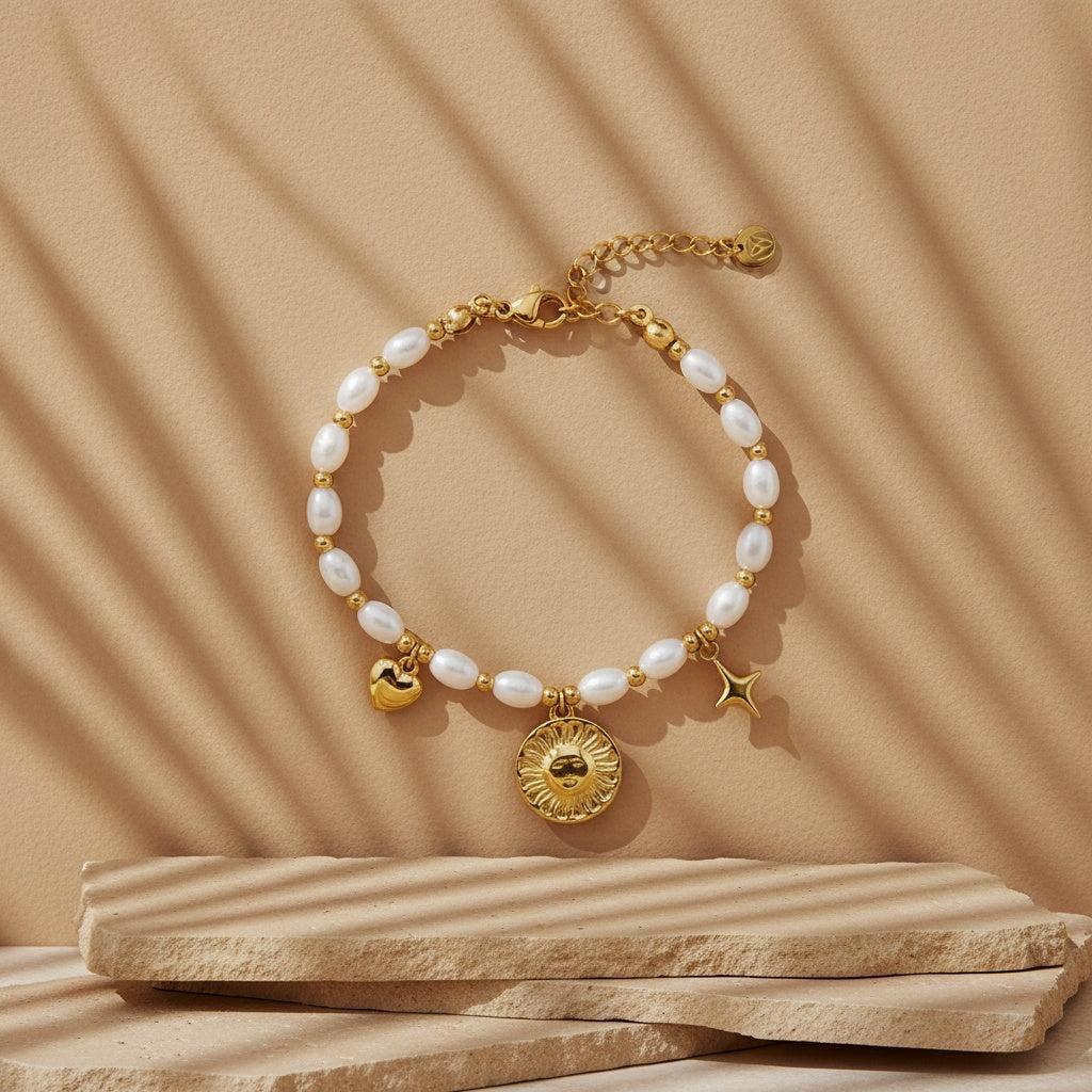 „Iravella“ Pearl Chain With Charms Armband