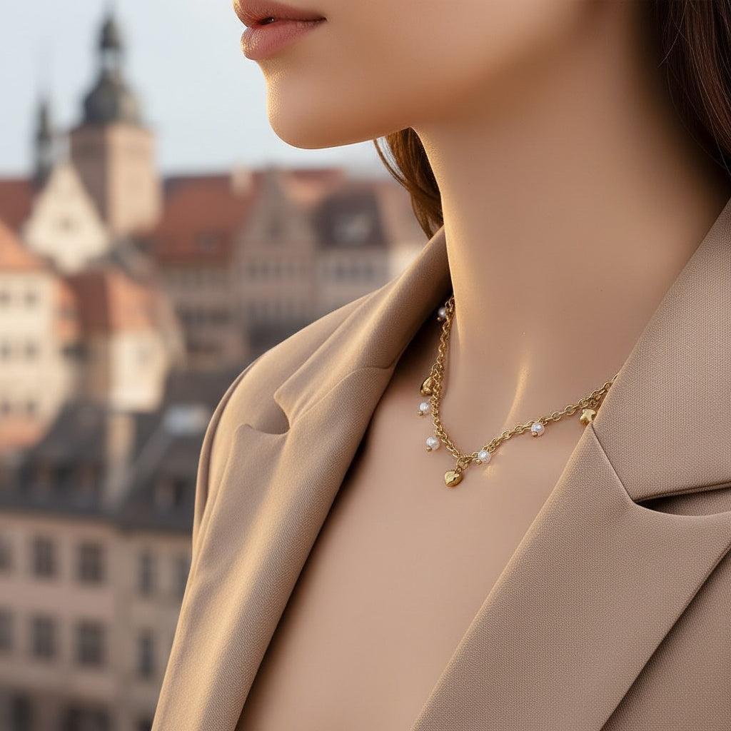 "Kiralayaelle" Sweet Charms And Pearl Edelstahl Halskette