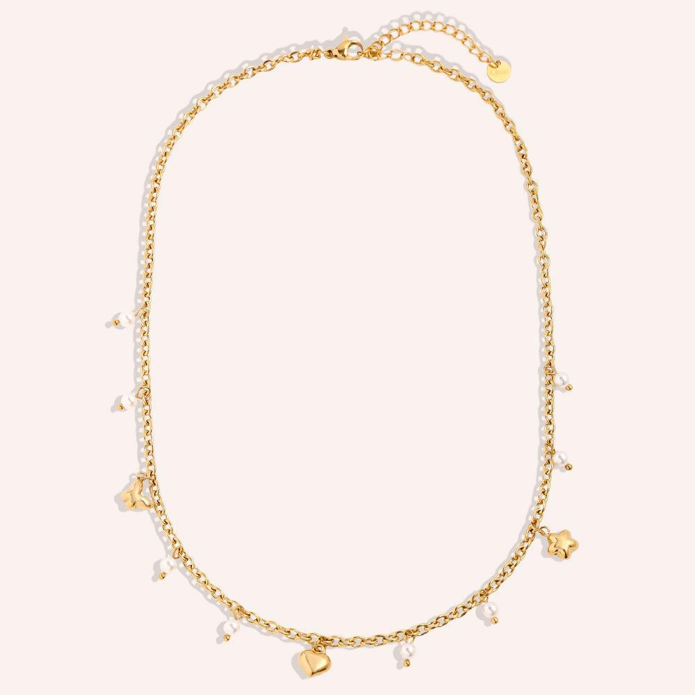 "Kiralayaelle" Sweet Charms And Pearl Edelstahl Halskette-Goldharmonie