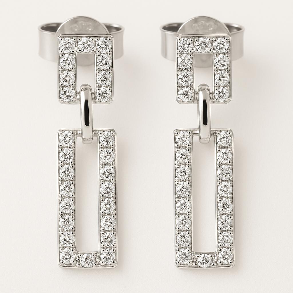 "Larira" – Ohrstecker aus 925er Silber mit rechteckigem Zirkoniabesatz