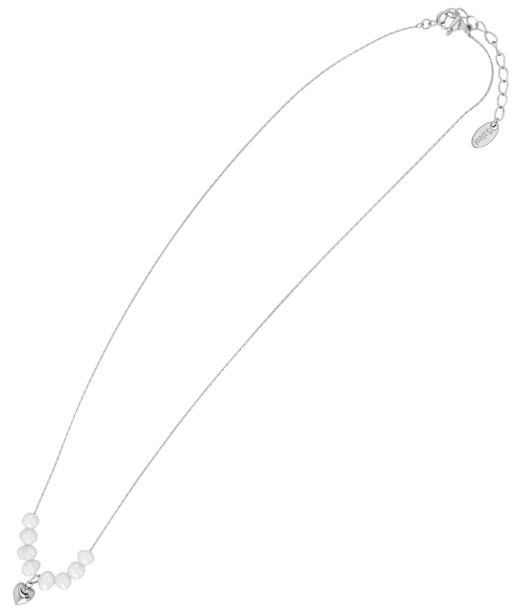 „Liorah“ – Anhängerkette mit Herzanhänger & echten Süßwasserperlen, 42 + 5 cm
