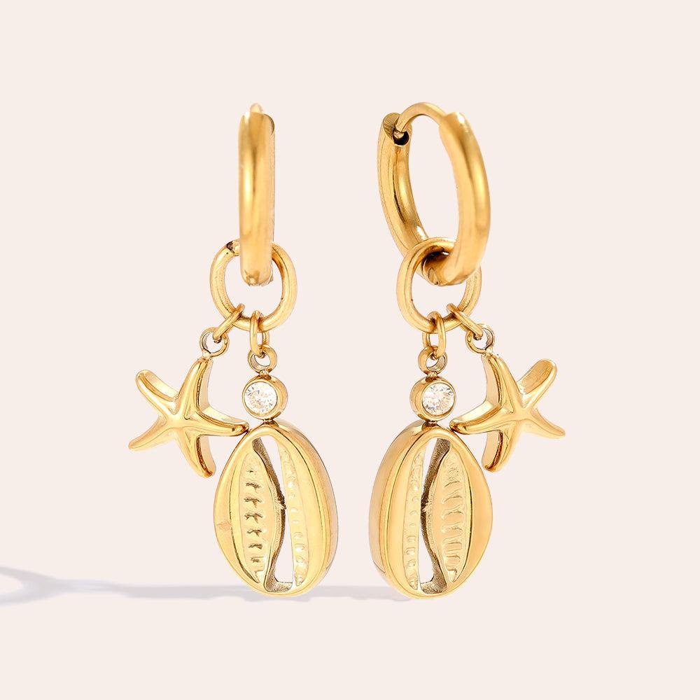„Liranira“ Sea Life And Diamond Ohrringe-Goldharmonie